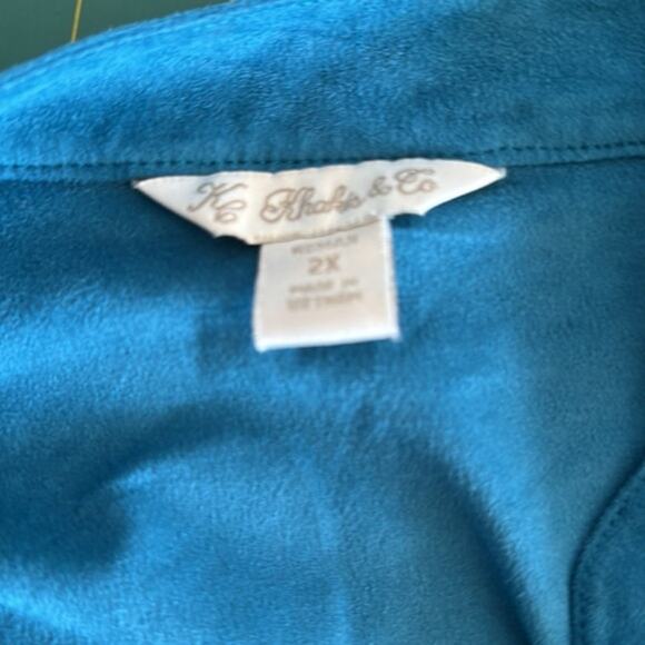 KC Khakis & Co Women's Pullover 1/4 Button Top 3/4 Sleeves Roll Tab sz 2X - Picture 3 of 6